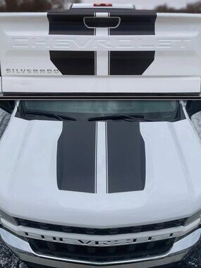 FULL SET Chevrolet Silverado Vinyl Stripes Decals 2019 - 2025 in Matte Black